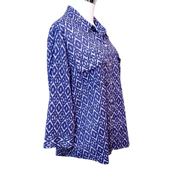 CHICO'S 3 Lightweight Shirt‎ Blouse Top 16 XL Casual Office Pockets Purple White - Picture 10 of 10